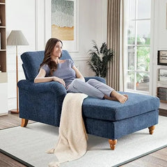 Adjustable Chaise Lounge Chair - Modern Upholstered Sleeper with Rolled Arms