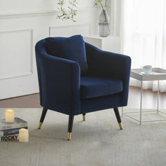 Durable foam, velvet armchair with metal legs