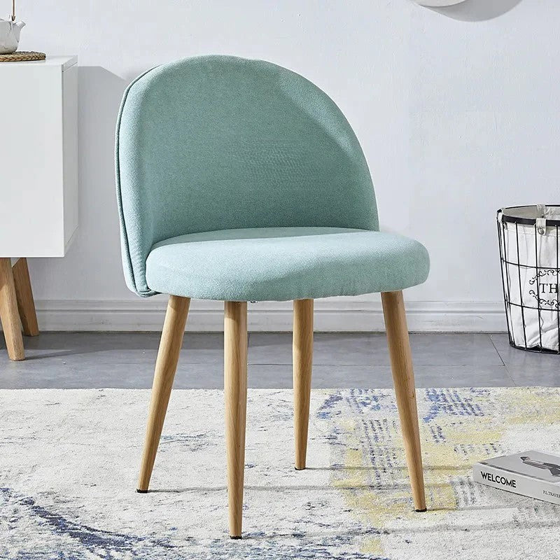 Nordic Iron Dining Chair Italian Fabric Backrest Dining Chairs Luxury Bedroom Furniture Household Leisure Backrest Makeup Stool