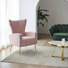 Nordic Style Living Room Armchair – Velvet Upholstered with Soft Cushion